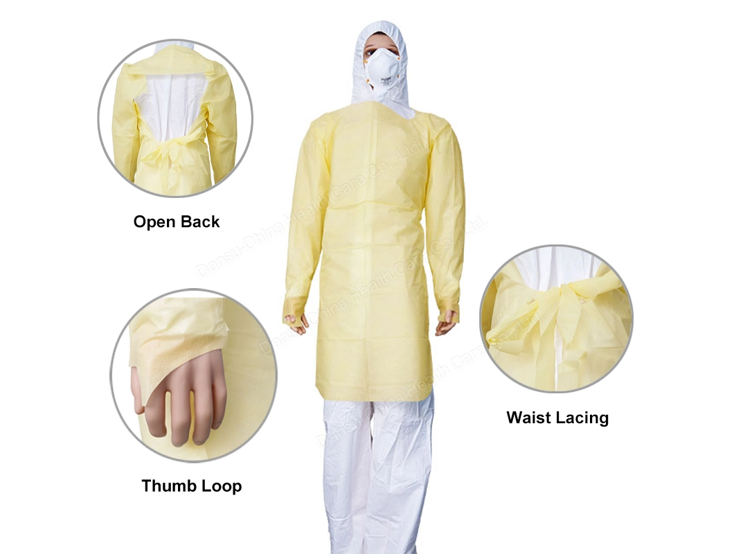 Disposable Isolation Gown Long-Apron with Sleeve Thumb Cuff